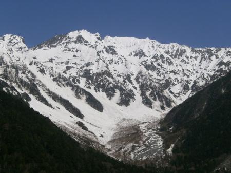 ズームで見ると岳沢は雪が深そう