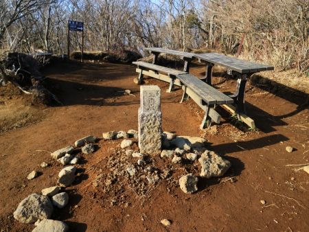 山頂にはおおきな三角点があった。こんな長い三角点は珍しいかもしれない