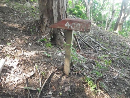 400Mと書かれたプレートがあるけど、まさか頂上まで400mということはないと思うんだけど、何の数字なんだろうか！？