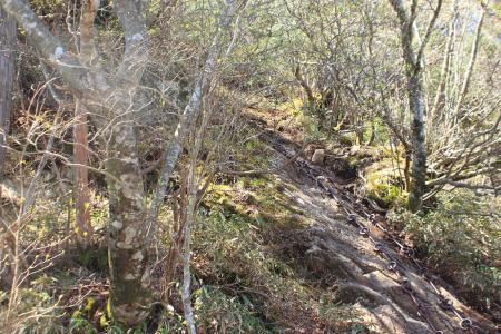 これが試しの鎖場か！登りでかなり並んでいたので迂回路へ