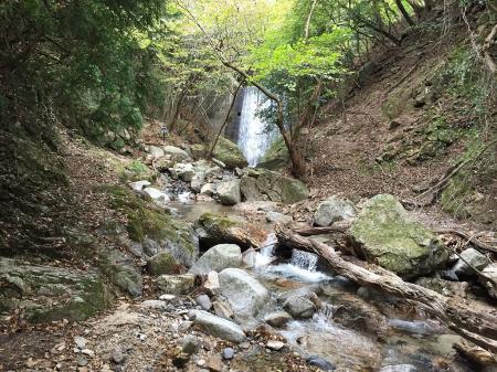 少し沢を進むと堤防がある