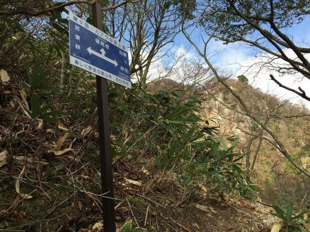 鎌尾根との分岐。岳峠、鎌ヶ岳方面へ