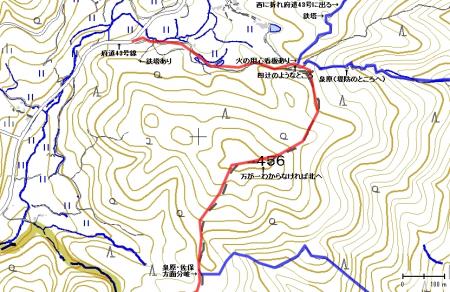 標高456m付近のわかりやすく地図を描きました