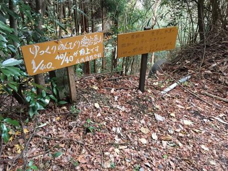 1/40に降りてきました。100mごとに設置してあるようなので清滝～山頂までは4kmということになるのか！？