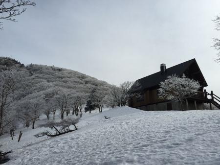 まだ少し霧氷がのこっていた