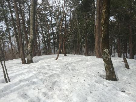 ここが下山時のピークでテープが目印。ここでザックをデポして薊岳をピークハントする