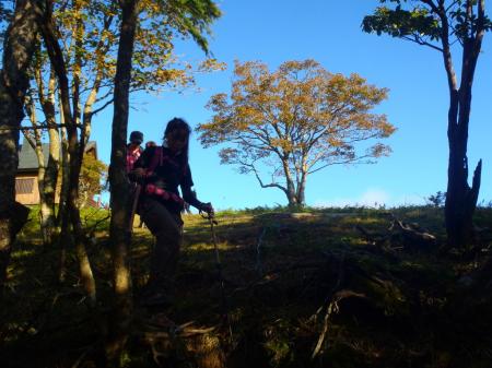 明神平から下る