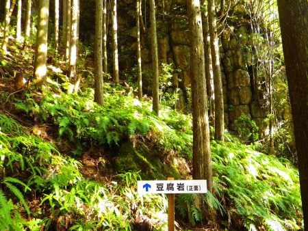 下山中に見つけた豆腐岩。豆腐のように四角い岩が重なってるからかな！？