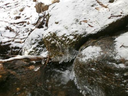 沢筋のところどころは凍ってつららになっていた