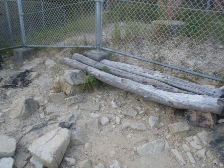 反射板付近は座れる木の椅子あり