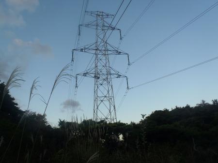 岩倉山直下の分岐に戻りルートを歩くと鉄塔がある