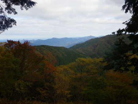 西床尾山の山頂の手前に少し展望があるところがあったので撮影しておいた。ここまで登ると樹林は少し色づいているようだ