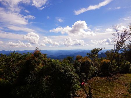 南西方面の展望は紀伊山地の立体感がある山々が望めた