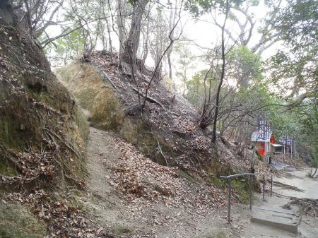 少し歩くと左に登れるところがあるので登る