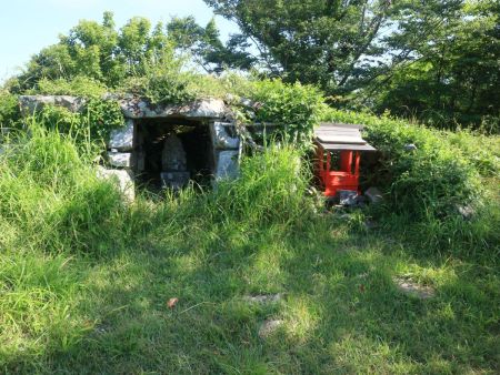 これは何か祀られてるんだろうか！？山頂の三角点はこれよりちょっと先になる