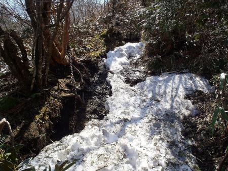積雪がある急登は登りにくい