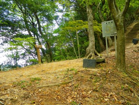 急登の谷を登ってやっとコルまできた。ここからは舗装された階段の道が山頂までひたすら続く