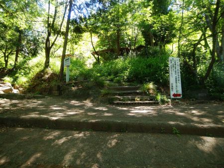 ここから入山という感じになる。左の登山道のほうへ行く。他にもルートがあるみたいだけど登山道が崩壊してるらしい