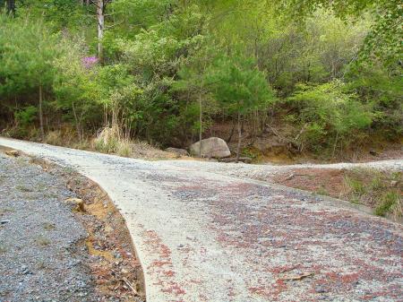 舗装道をひたすら続く。右は工事用の道のようだった