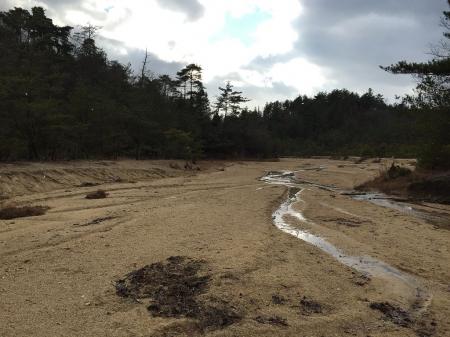 干あがった沢を歩く