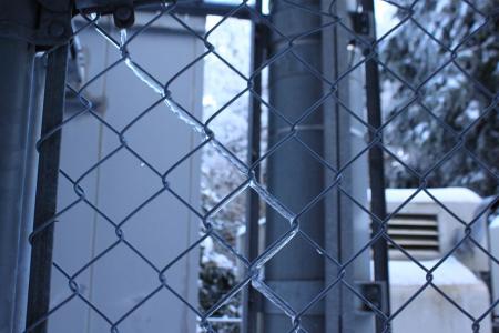 金網におもしろい凍り方