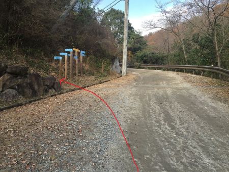 ここで、展望台とP318経由にしたいので左の尾根に入る