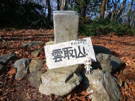 せっかくなので雪村あおいちゃんと看板と三角点を撮影