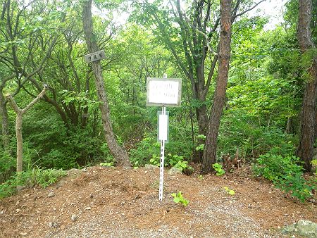 青の山（97m）に到着。たかだか標高100m弱の山でありながらも汗だくになっていた