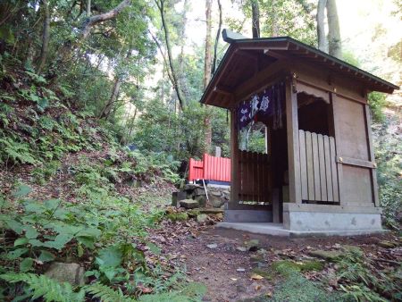 妙見の瀧の上部に何か祠みたいなのがあった。踏み跡を辿って登っていけばいい