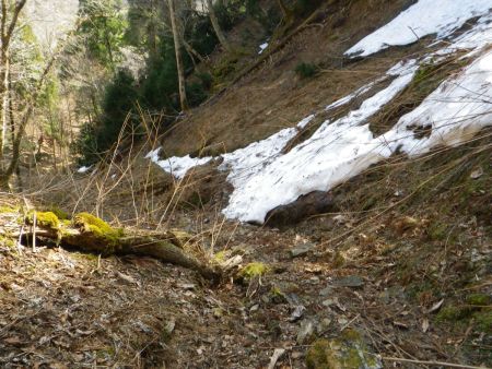 日陰になっているところの残雪地帯を歩くんだけど雪を避けて歩いていけばいい
