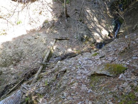 登山道はこんな感じで崩壊しているところがあったり少し荒れ気味だけど踏み跡はしっかりある