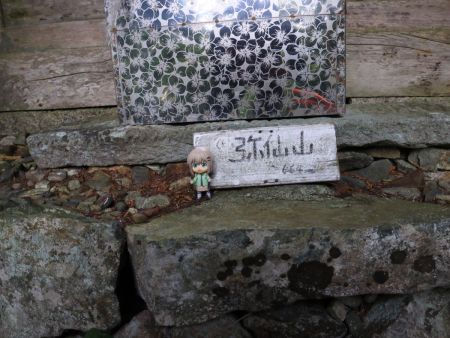 せっかくなので弥仙山の山頂プレートと雪村あおいちゃんを撮影しておいた