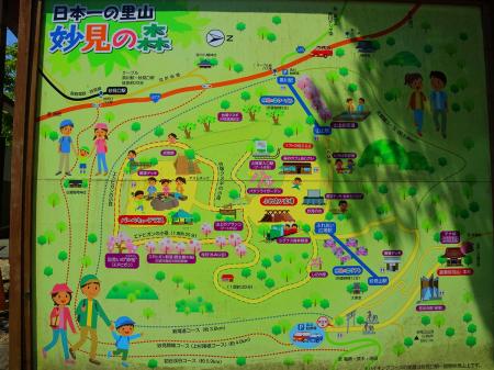 案内板があった。今回は妙見稜線コース（上杉尾根）で下る。4kmの下りかと思ったけど、地図を見る限りはなだらかなはず