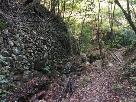下山途中に人工的な石垣があったが何かの跡地！？