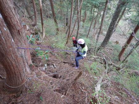 black703さん、すぐに理屈がわかったようです。怖がらず楽しいといいながら懸垂下降していました