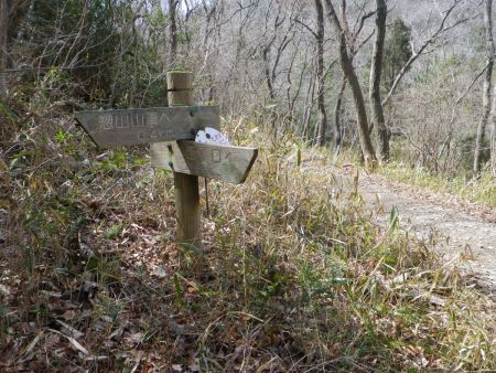 惣山から0.4kmだけどかなり下らされた。ここを左に行って紅山へ登ることにした