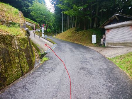 ここから左側の音羽山観音寺への道を歩いていく