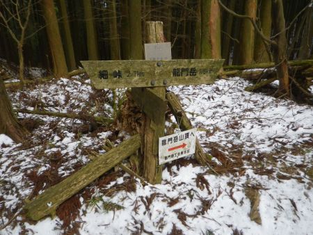 三津峠らしい。龍門岳まであと1.5kmということはまだ300mしか登ってないのね