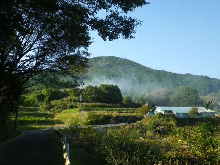 見えているのは三草山かな。今日は三草山には行かないのでこのまま道路を歩いていく