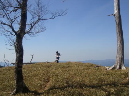 下山時振り返り三津河落山とS嬢が絵になっていた