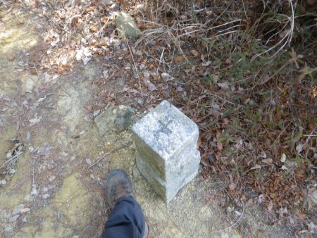 昭和山の三角点を撮影しておいた。三角点ゲットしたよって証明みたいになってるけど特に意味はない