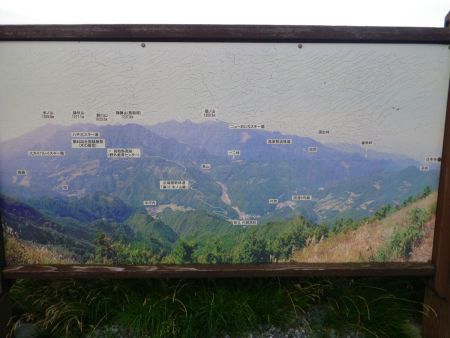 展望台から見える山々の案内版があった