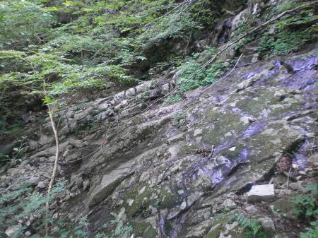 ここトラバースしたが苔ですべりたおした