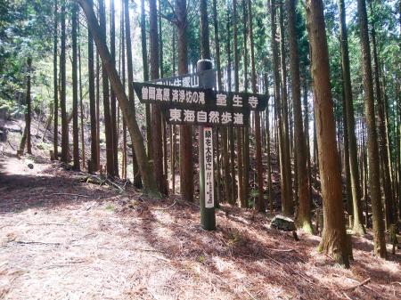 クマタワ峠にはどでかい東海自然歩道の道標があった。こんな大きいの初めて見た