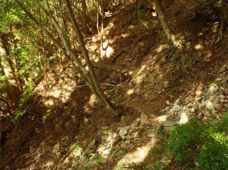 沢筋まで稲村ヶ岳のようにひたすらトラバースルート