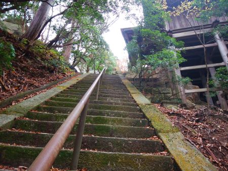 太神山山頂へは急な石の階段が続く。今回は一番これの登りがしんどかった