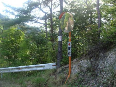 前回と同じでこのカーブミラーの間に入って入