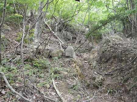 これが正規の登山道で合流したが、もう体力的にヘトヘトだった。この先で休憩をとることにした