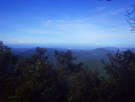 矢筈岳の山頂からの展望。西側なんだけど何が見えてるんだろうか！？方角的に御坊市あたりだと思われる