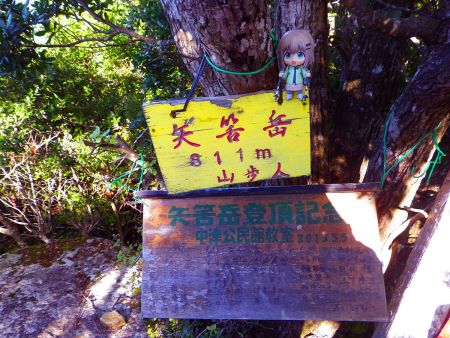 山頂プレートと雪村あおいちゃんを撮影しておいた